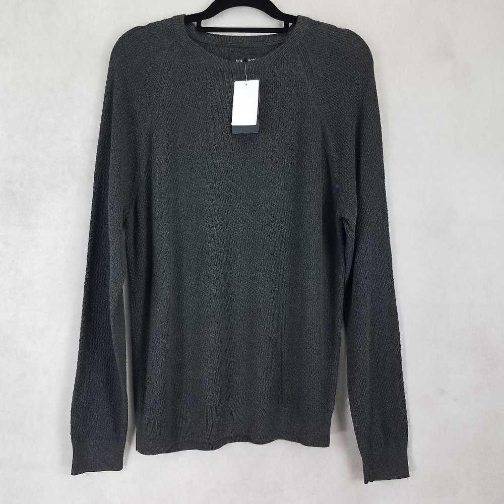 NWT Nordstrom Sweater Crewneck Pullover Gray Knit Mens M Office Preppy Casual